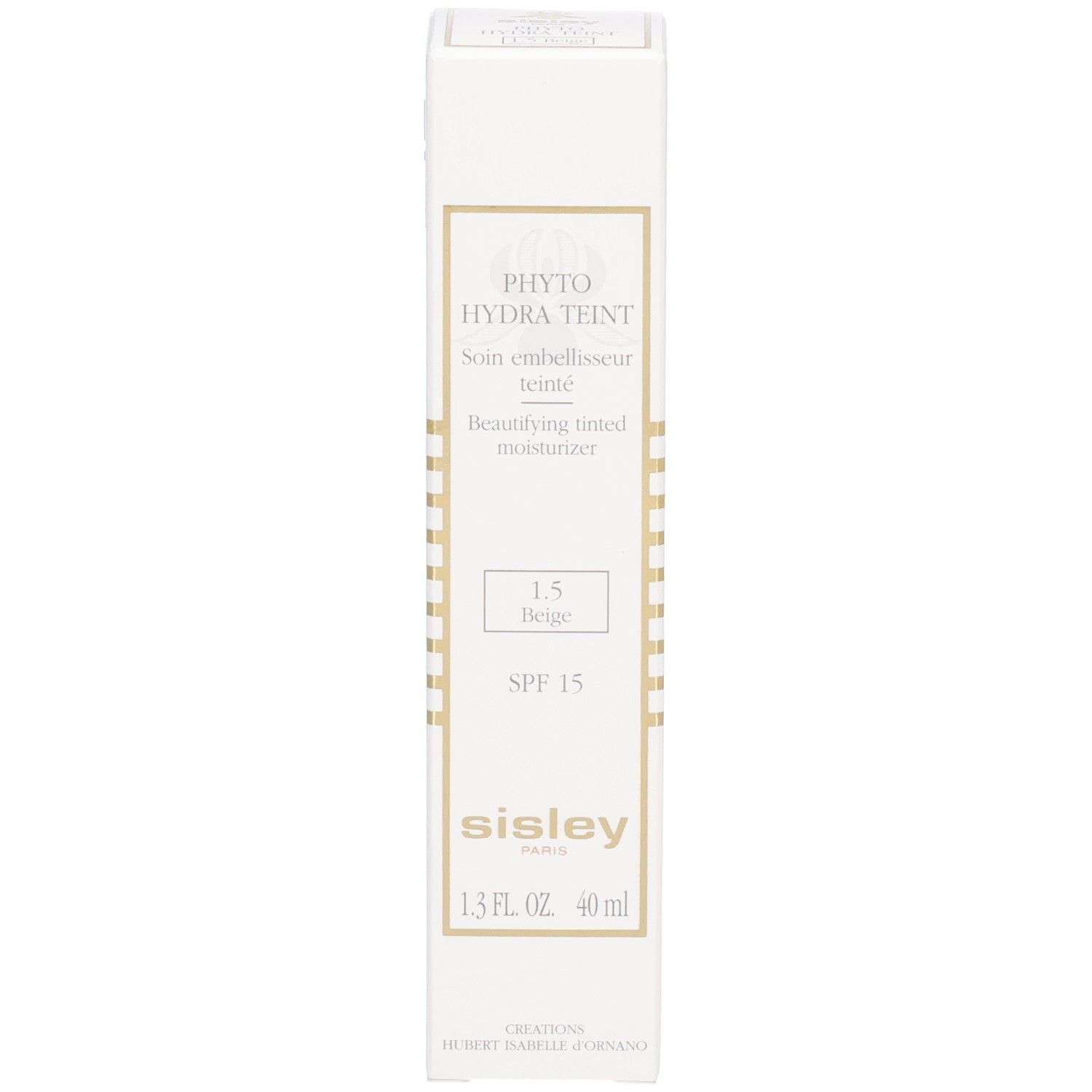 Sisley Phyto-Hydra Teint, Verpackung, Farbton 1.5 Beige, getönte Feuchtigkeitscreme mit LSF 15.