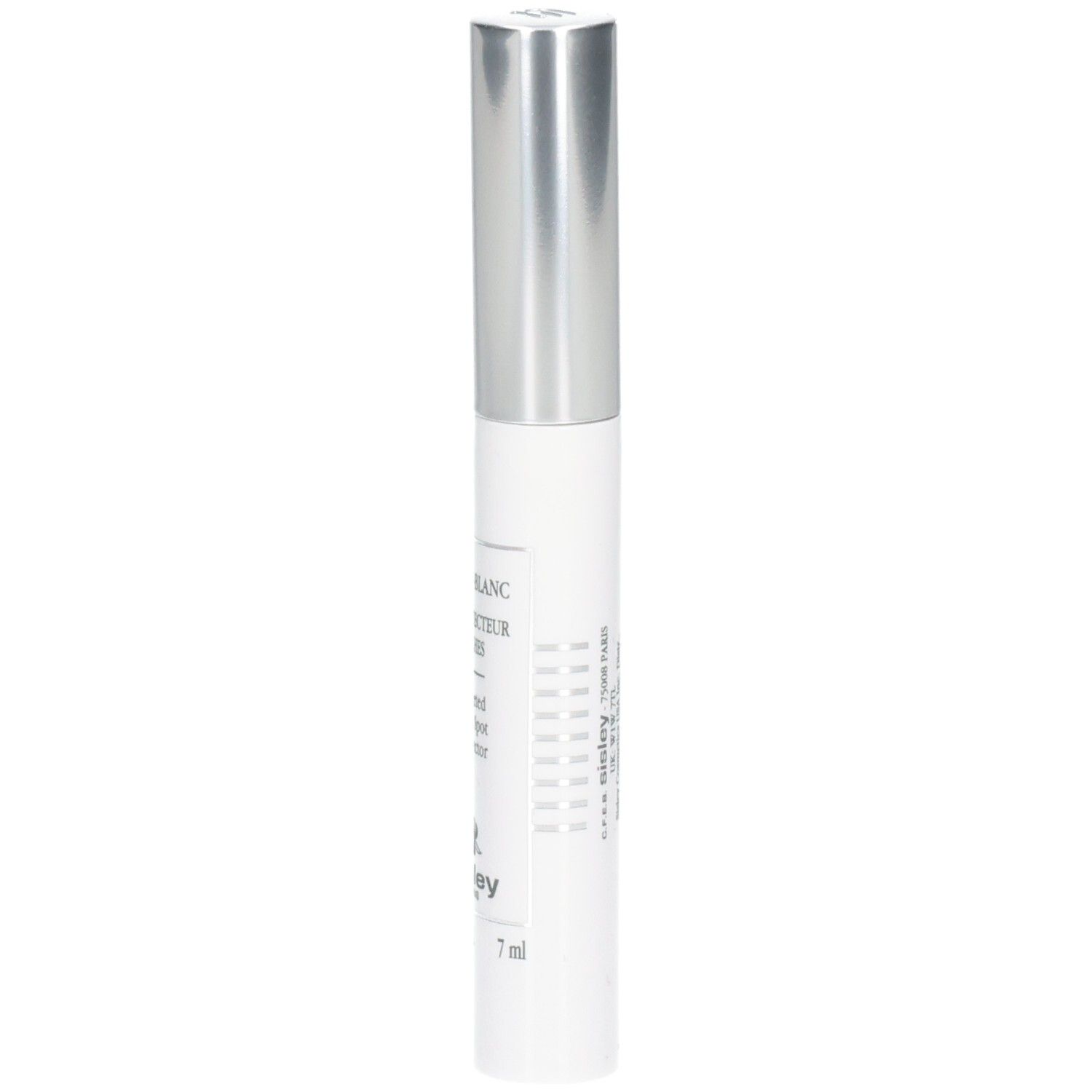 Sisley Phyto-Blanc Targeted Dark Spot Corrector Stift mit silbernem Verschluss und Text.