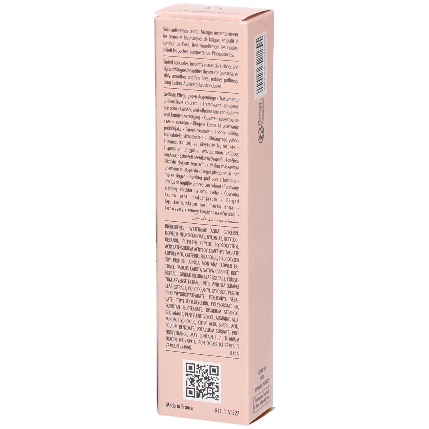 Sisley Phyto-Cernes Éclat Augenpflege-Stift, Seite mit detaillierten Anwendungshinweisen und Inhaltsstoffen.