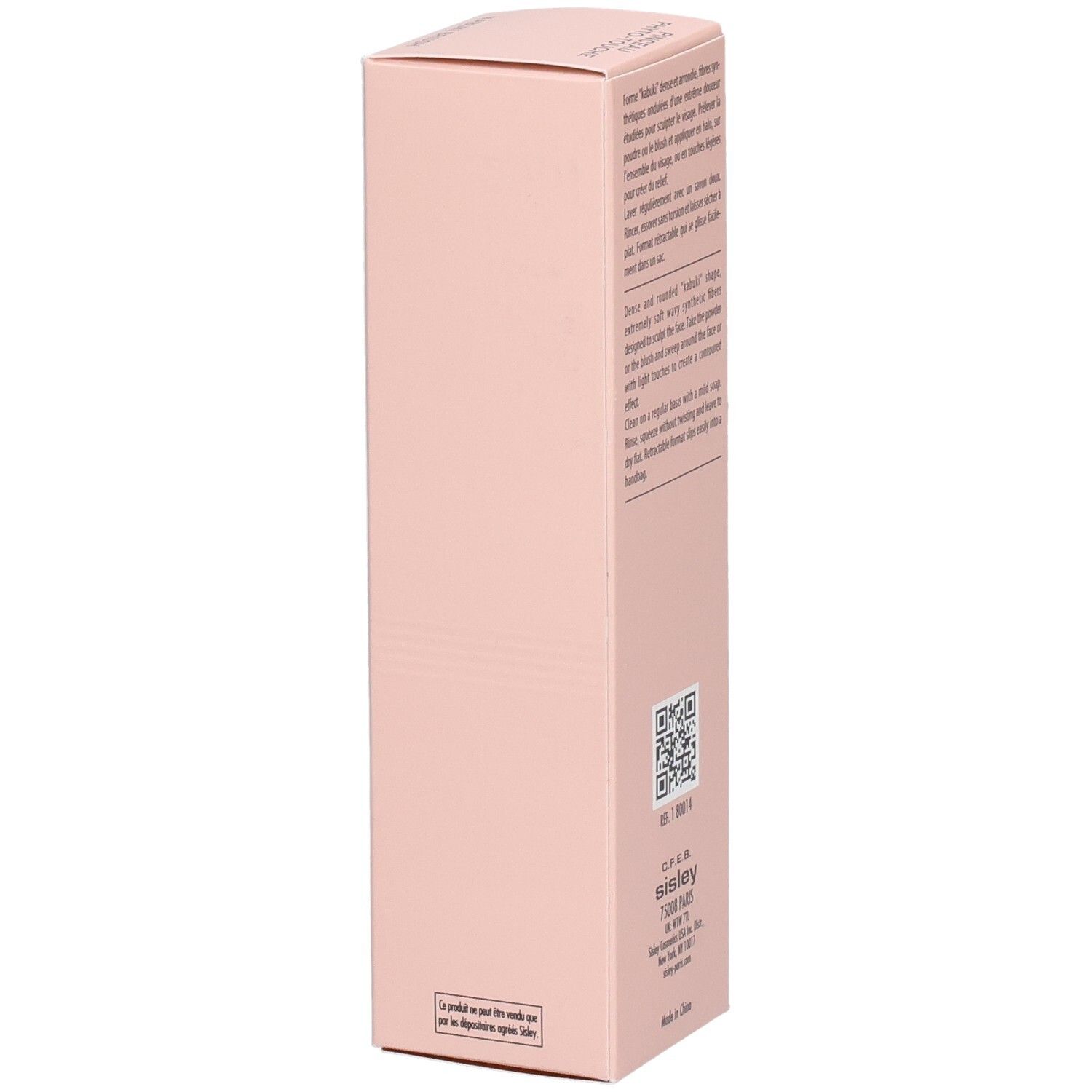 Sisley Pinceau Phyto-Touche Kabuki Brush Verpackung, rosa, mit QR-Code.