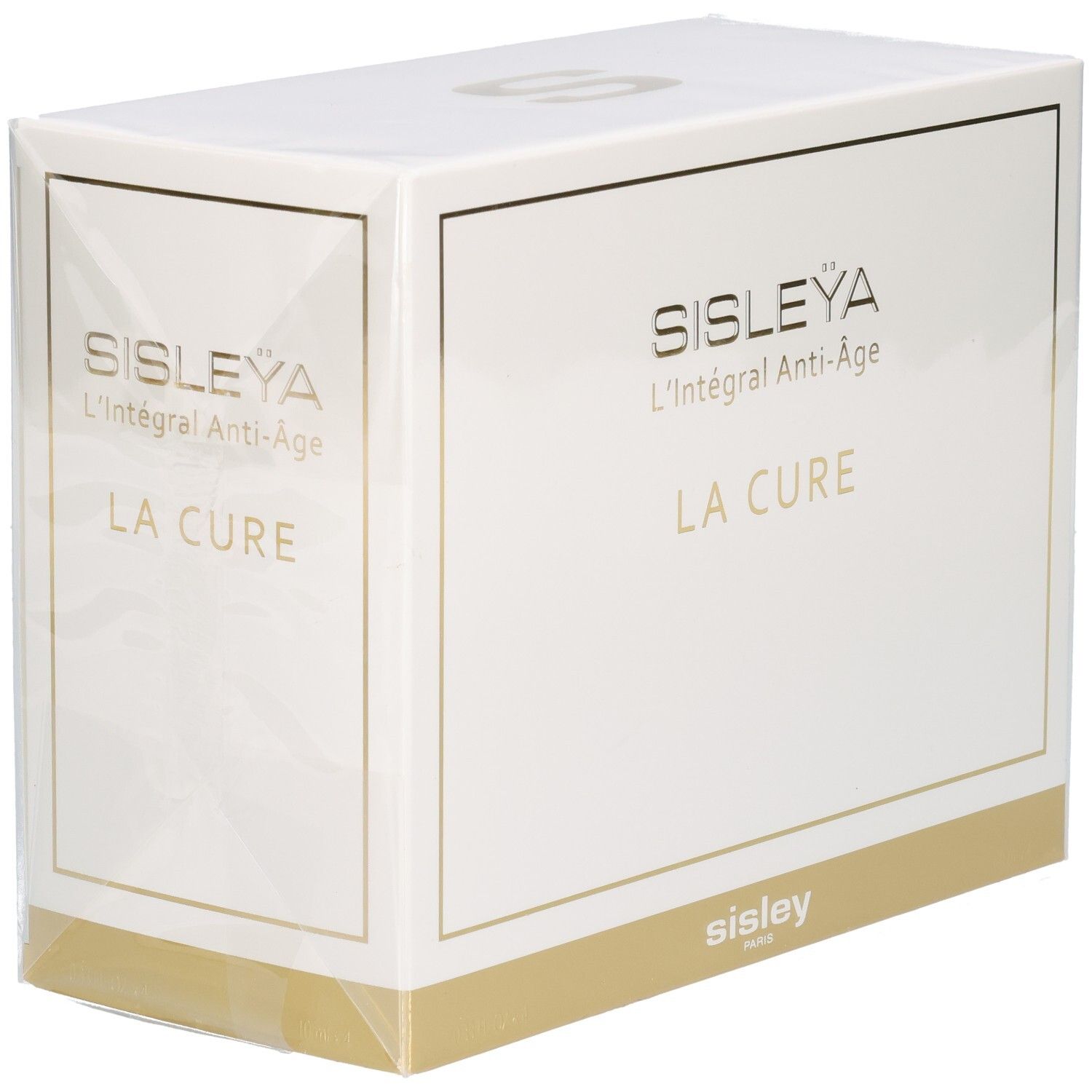 Sisley La Cure Anti-Aging Pflegebox, Vorderansicht mit goldener Banderole.