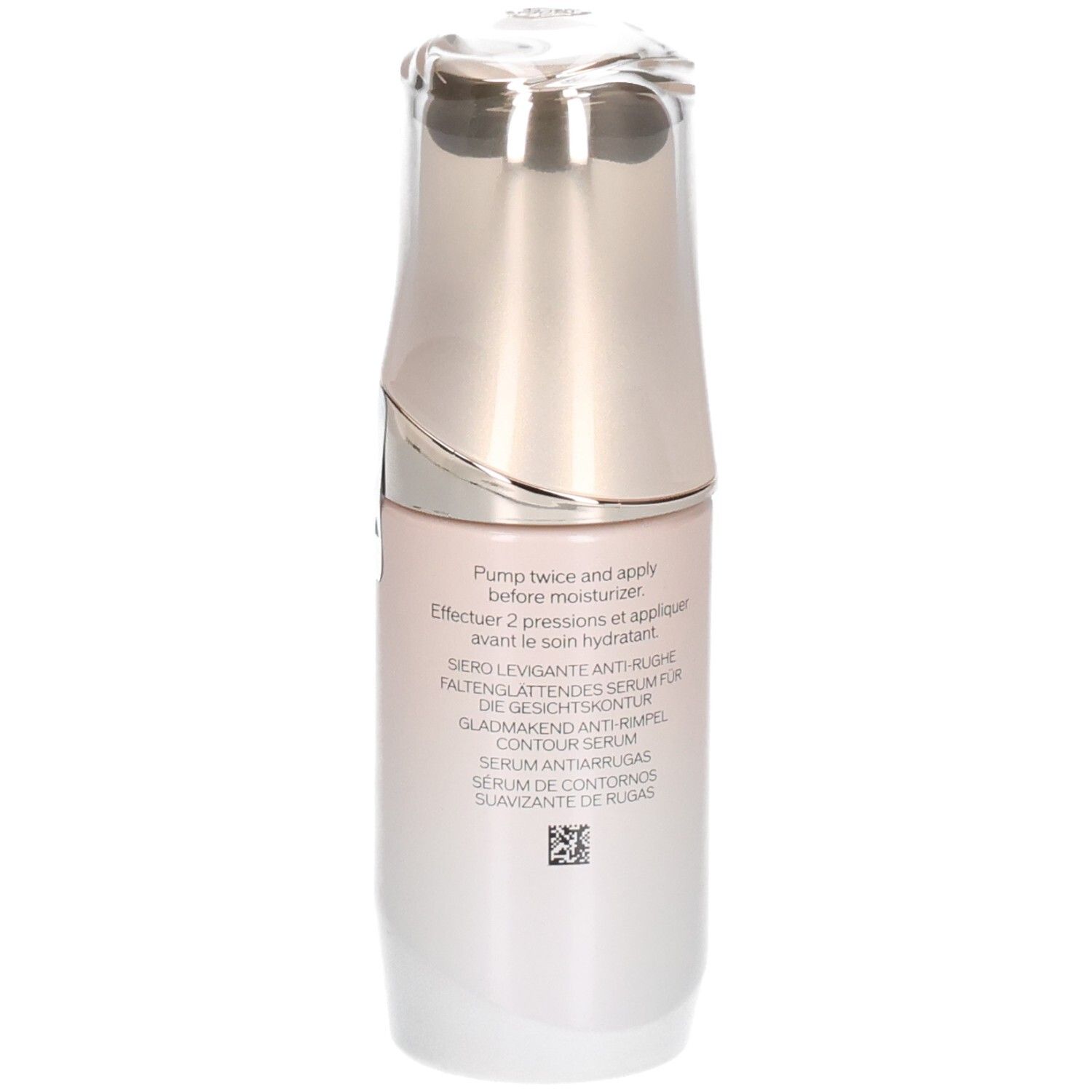 Seitenansicht des Shiseido Benefiance Faltenreduzierenden Konturserums mit Anwendungshinweisen.