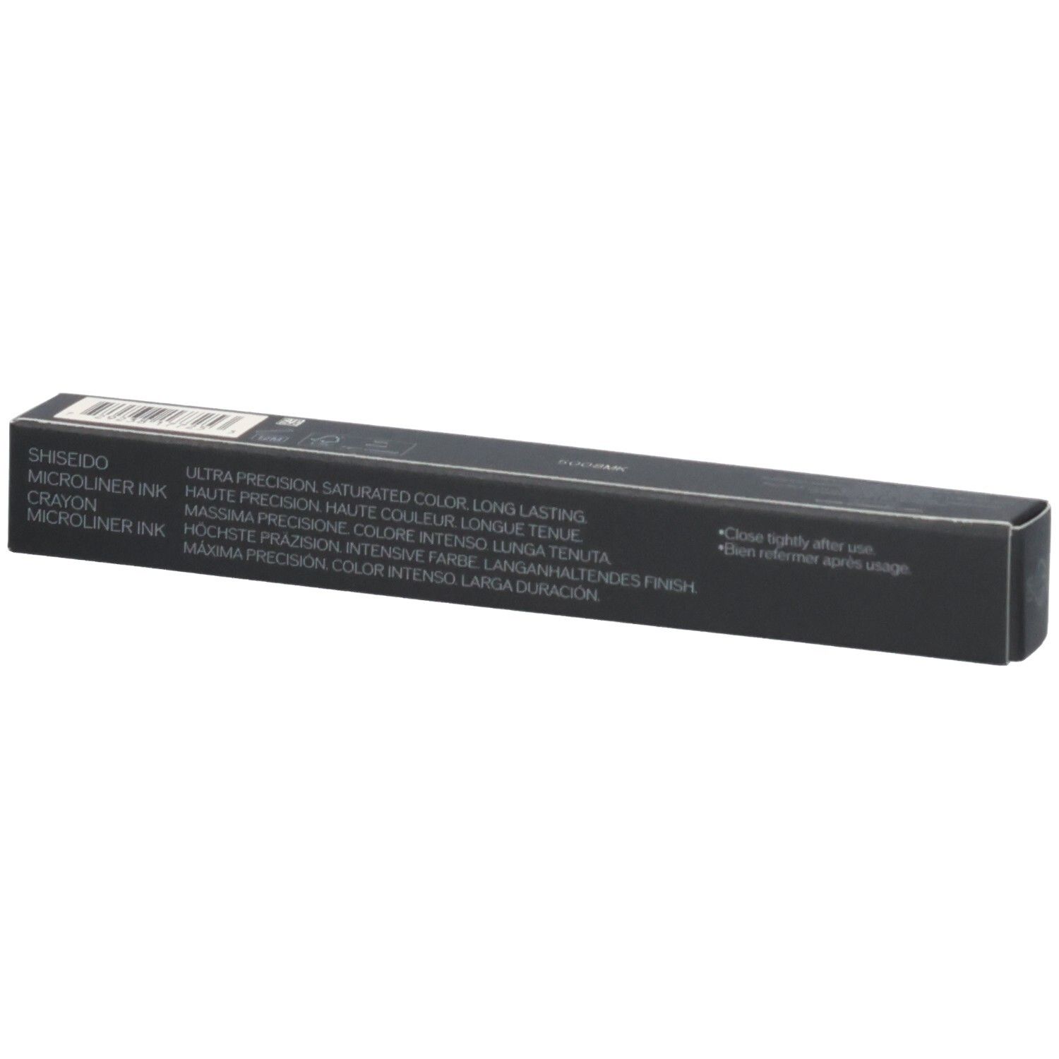 Shiseido Microliner Ink Verpackung mit Produktinformationen und Barcode.