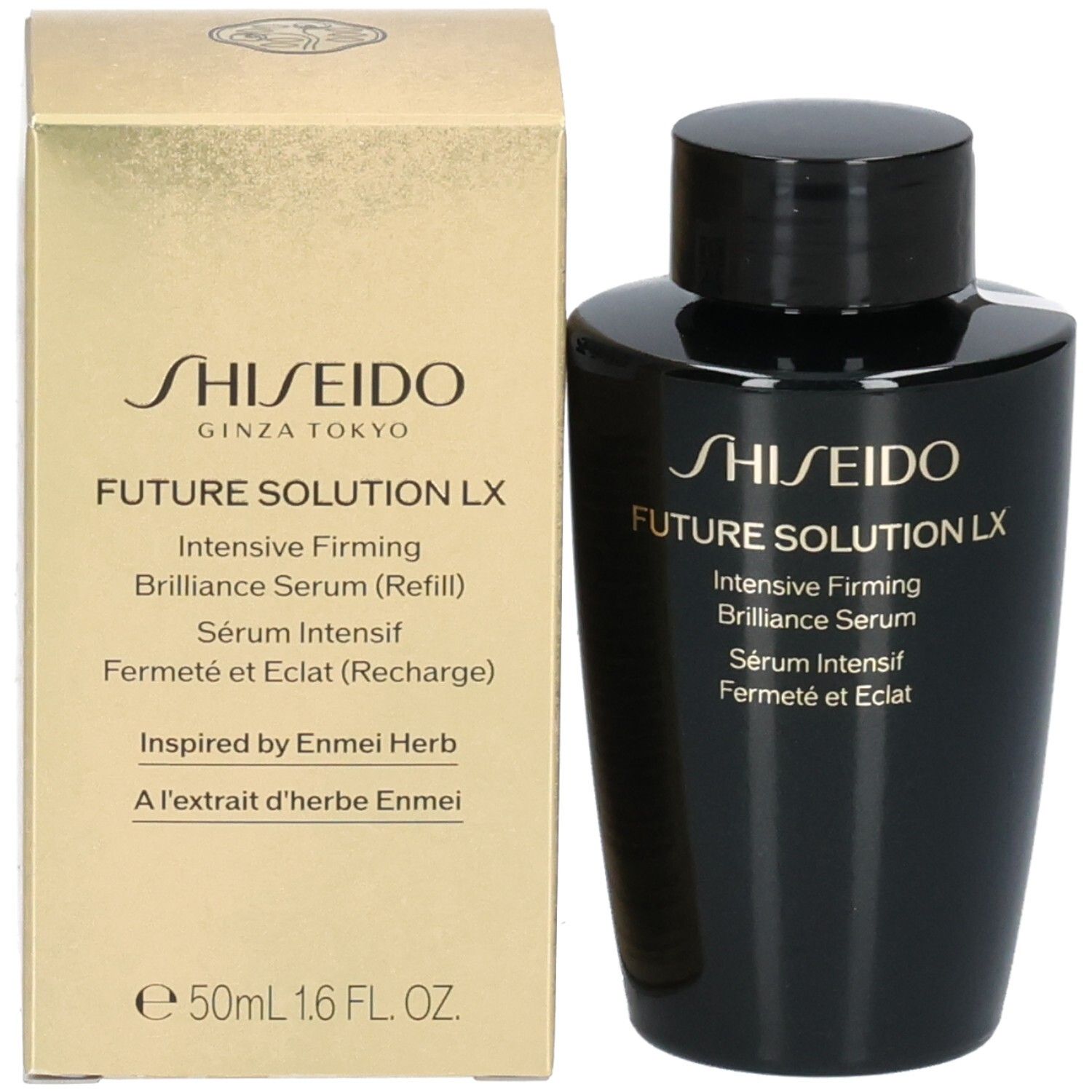 Shiseido Future Solution LX Intensives Serum (Nachfüllung) mit goldener Verpackung.