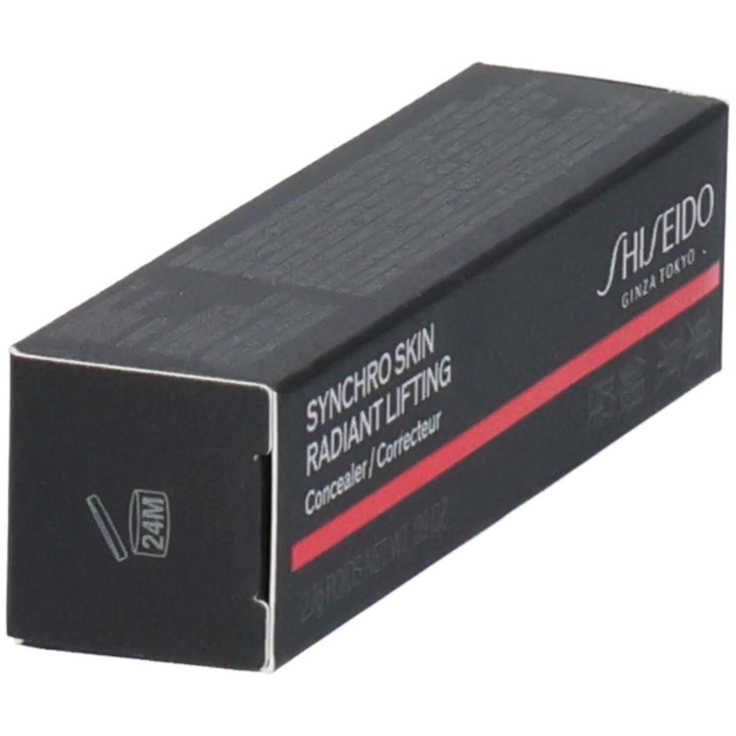 Shiseido Synchro Skin Radiant Lifting Concealer/Correcteur Kartonverpackung mit Text und Logo.