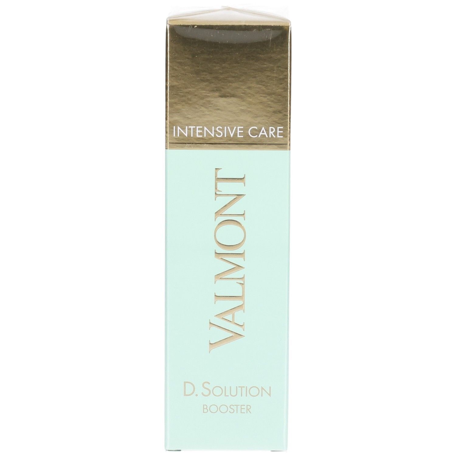 VALMONT D. Solution Booster Intensive Care Flakon in Hellgrün und Gold.