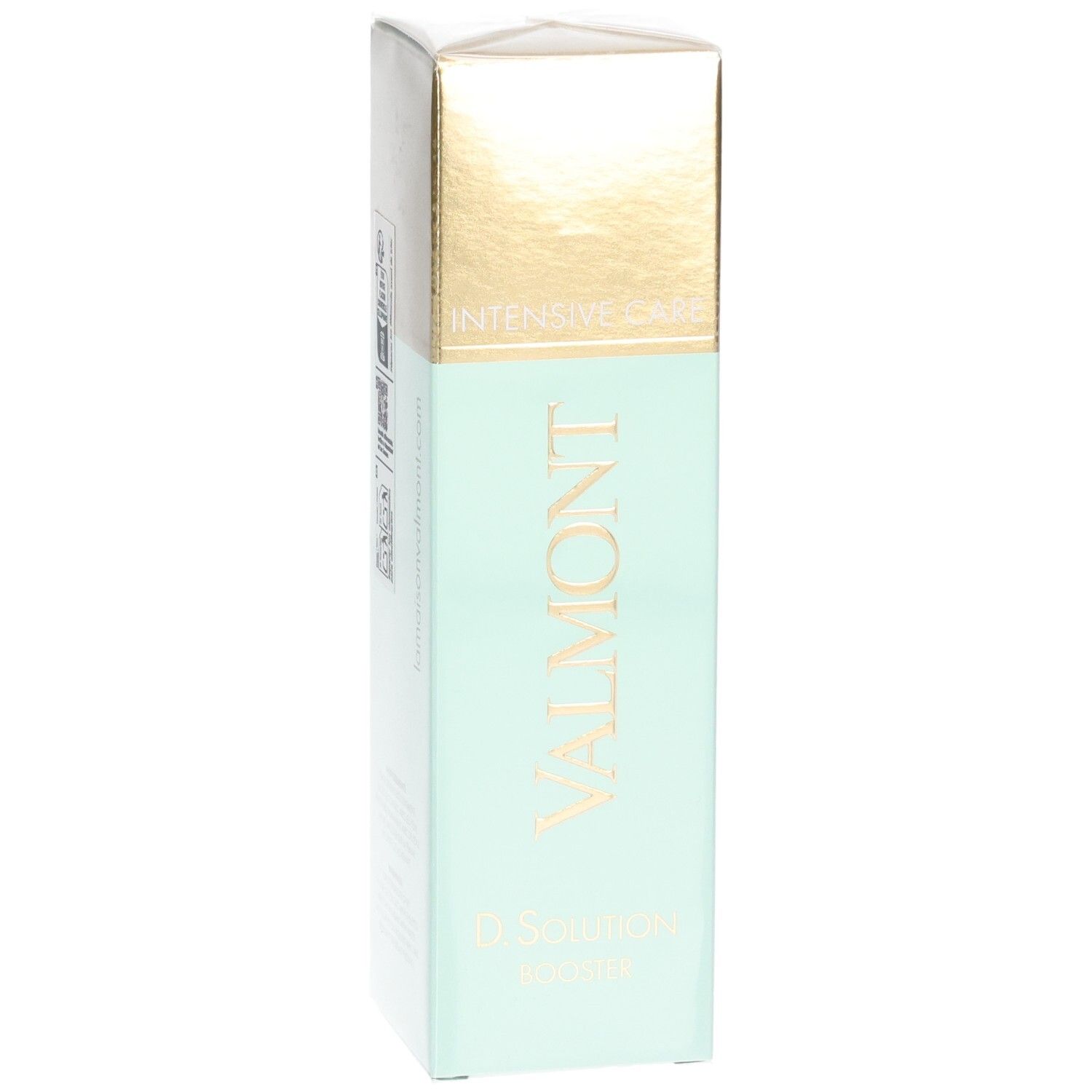 VALMONT D. Solution Booster Intensive Care Flakon in Hellgrün und Gold.