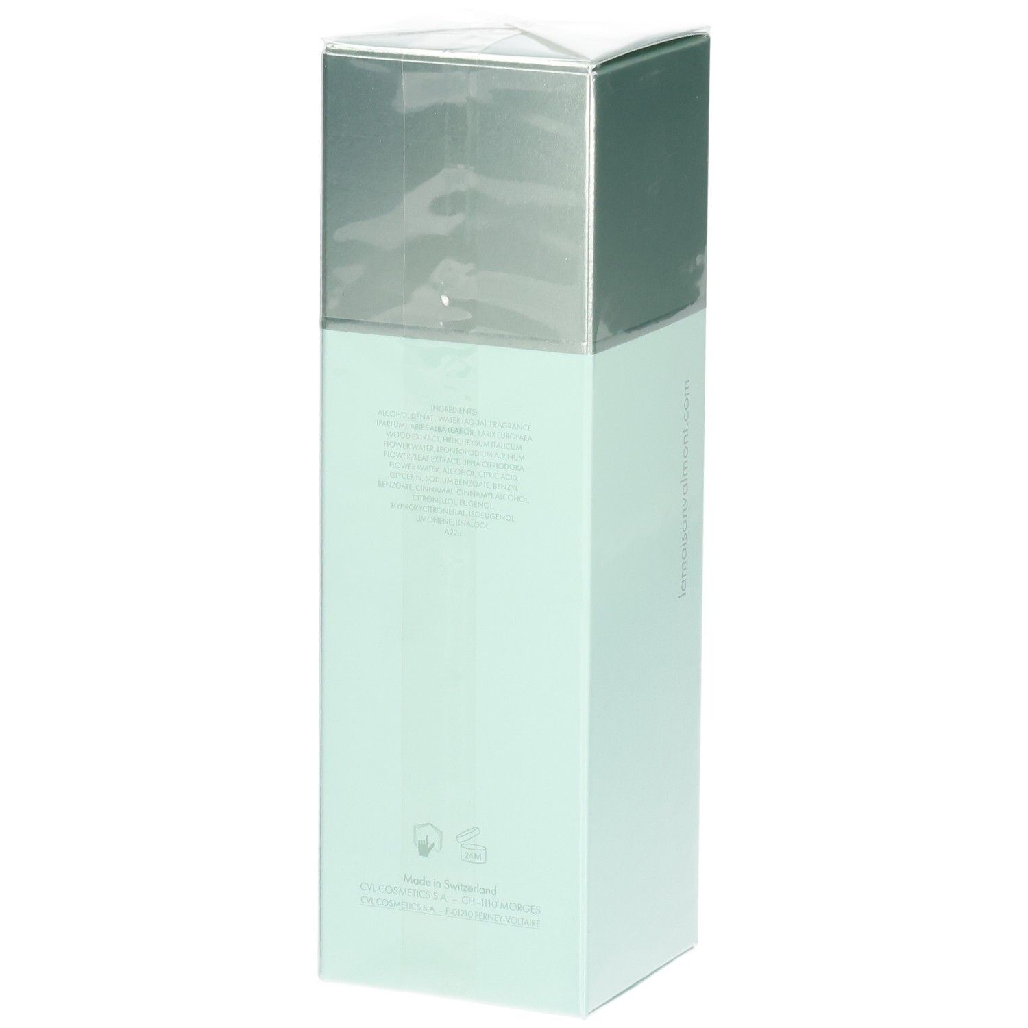 VALMONT Eau By Valmont Vitalizing Body Mist Verpackung, Rückseite.