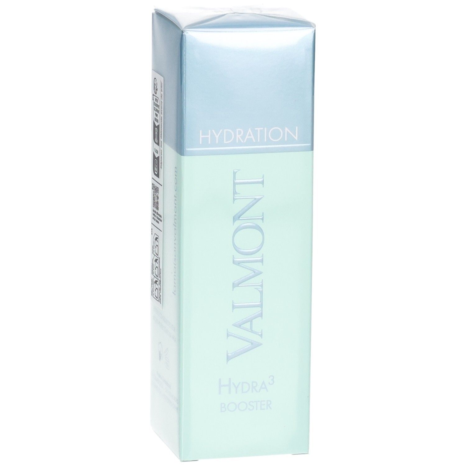 VALMONT Hydra³ Booster Flakon mit Aufschrift HYDRATION und Logo.