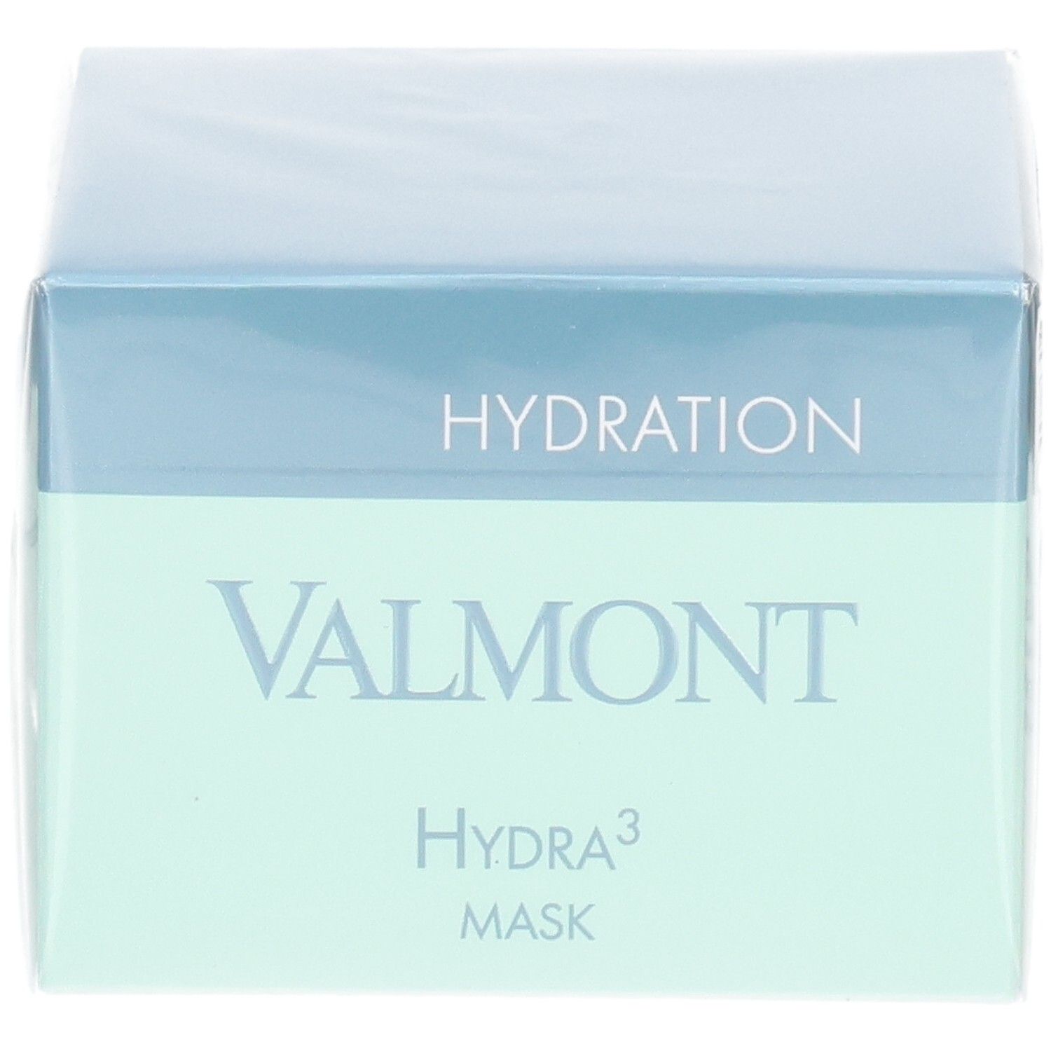 Valmont Hydra³ Mask Verpackung, Vorderseite mit Aufdruck 'Hydration'.