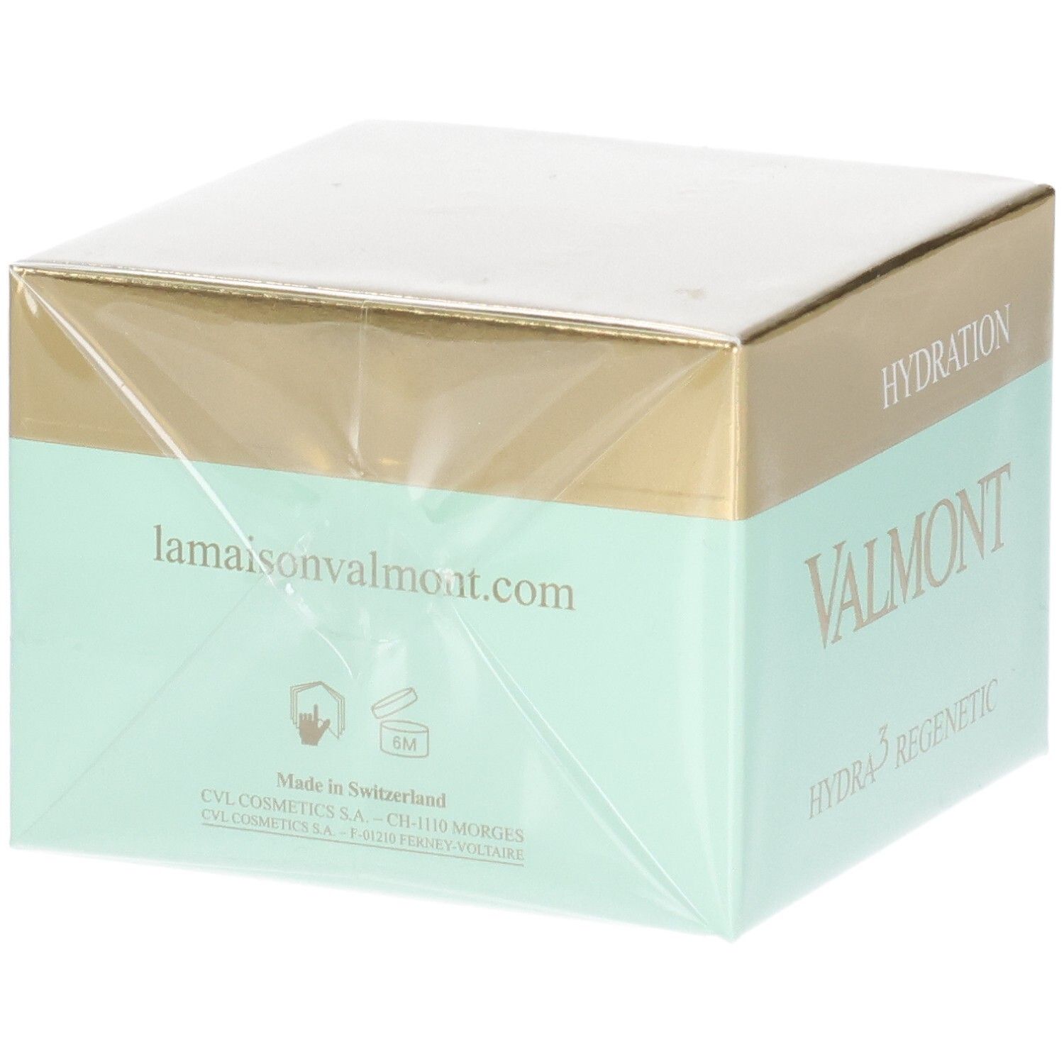 VALMONT Hydra3 Regenetic Verpackung mit Website und Herstellungsangaben.
