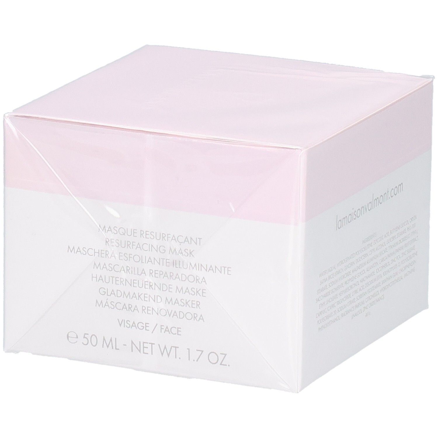 VALMONT LumiMask Verpackung mit Produktbezeichnung in mehreren Sprachen und 50ml.