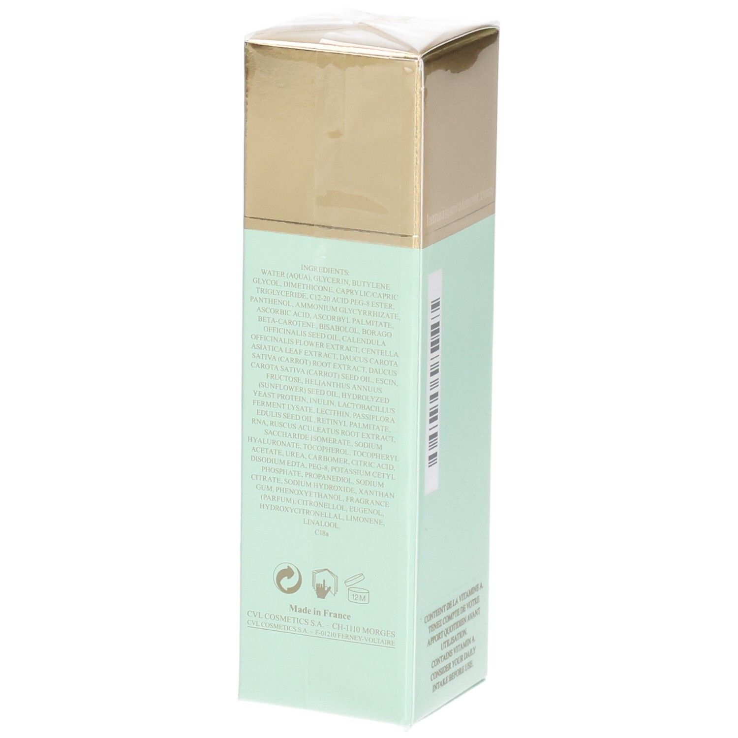 VALMONT Primary Serum Verpackung, Seite mit Inhaltsstoffen.