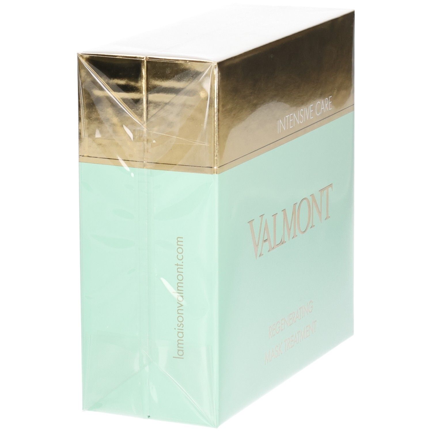 Valmont Intensive Care Essence Regenerating doos. Lichtgroene en gouden verpakking, verzegeld.
