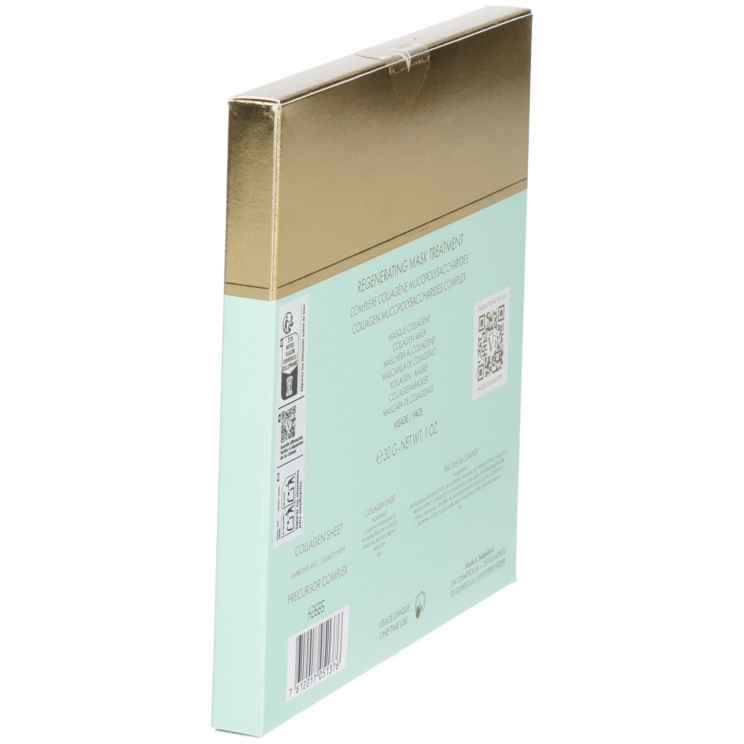 VALMONT Regenerating Mask Treatment Packung, Rückseite mit Details.