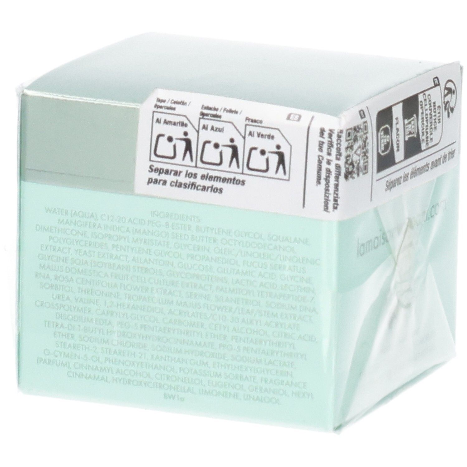 VALMONT Vital 24 Hour Light Creme Verpackung mit Inhaltsstoffangaben und Sortieranleitung.