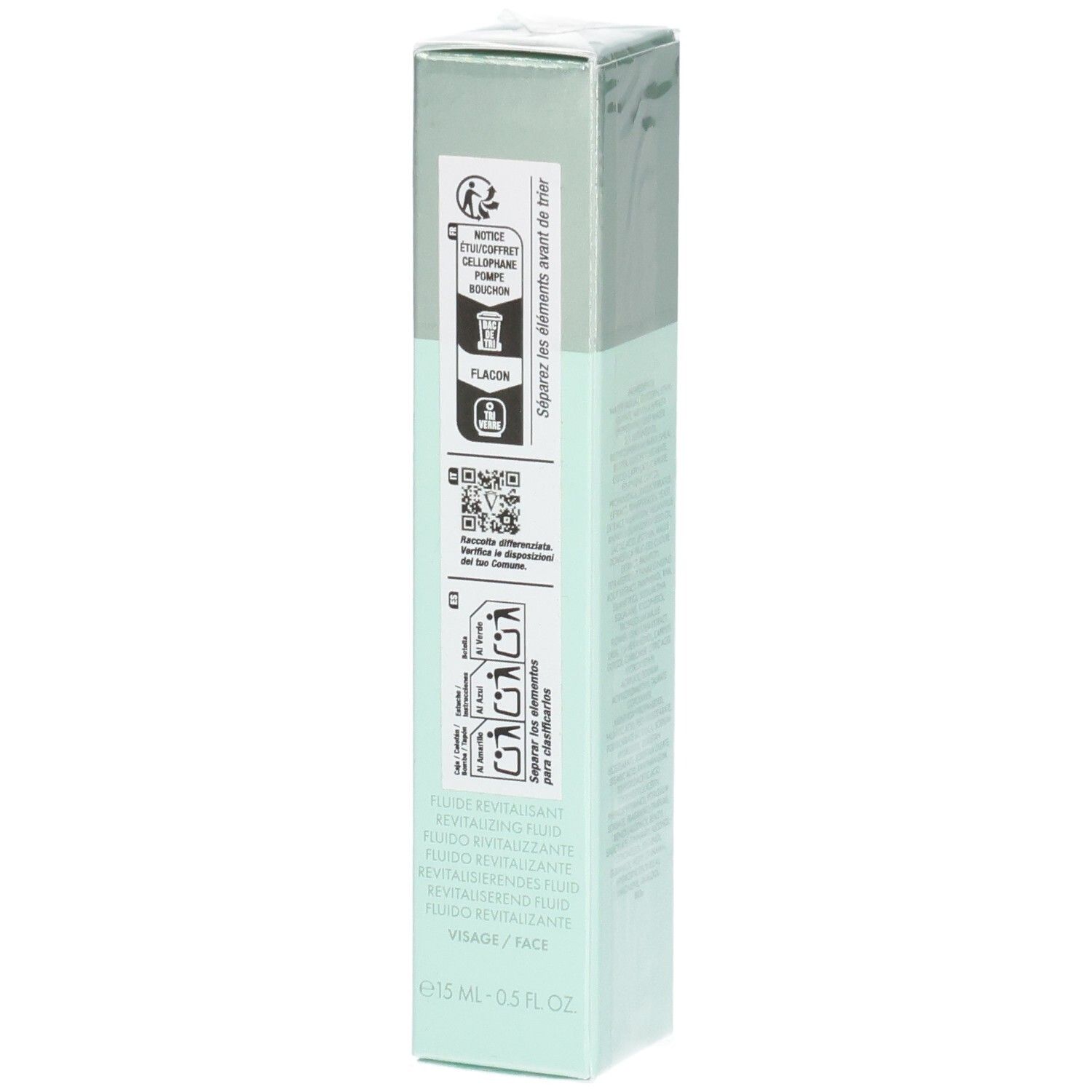 VALMONT Vital B. Fluid Verpackung, Seite. Zeigt Anwendungshinweise und Produktinformationen.