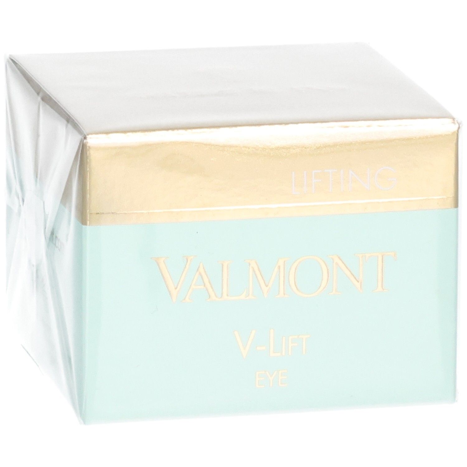 VALMONT V-Lift Eye Creme Verpackung, schräg von vorne mit "Lifting" und Produktnamen.