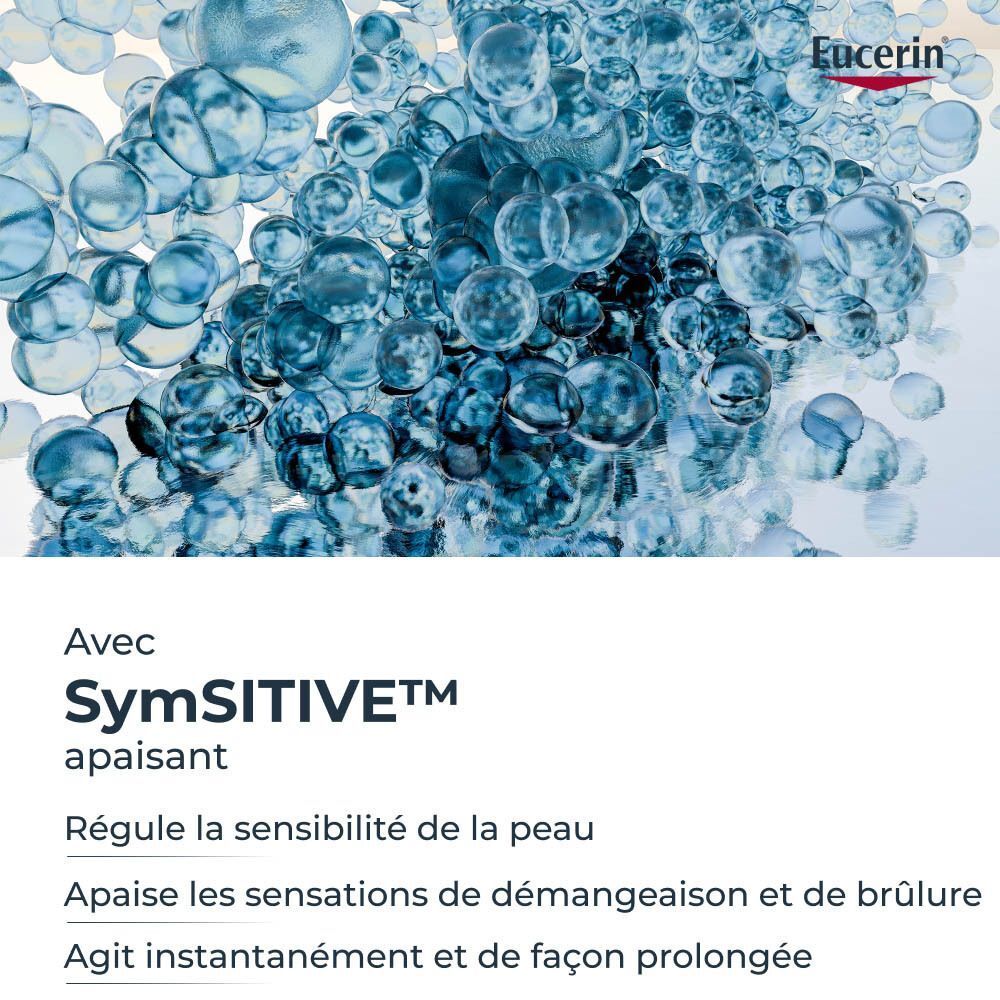Deux images : SymSITIVE™ et Céramides. Texte : Pour réguler la sensibilité de la peau. Pour renforcer la fonction barrière.