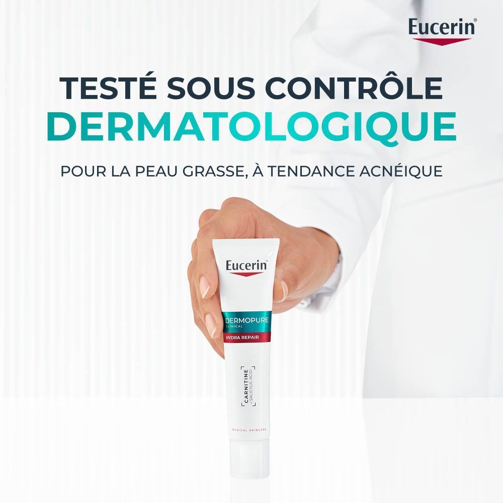 Main avec tube. Texte : Sans parfum. Non comédogène. Convient aussi pour la peau très sensible.