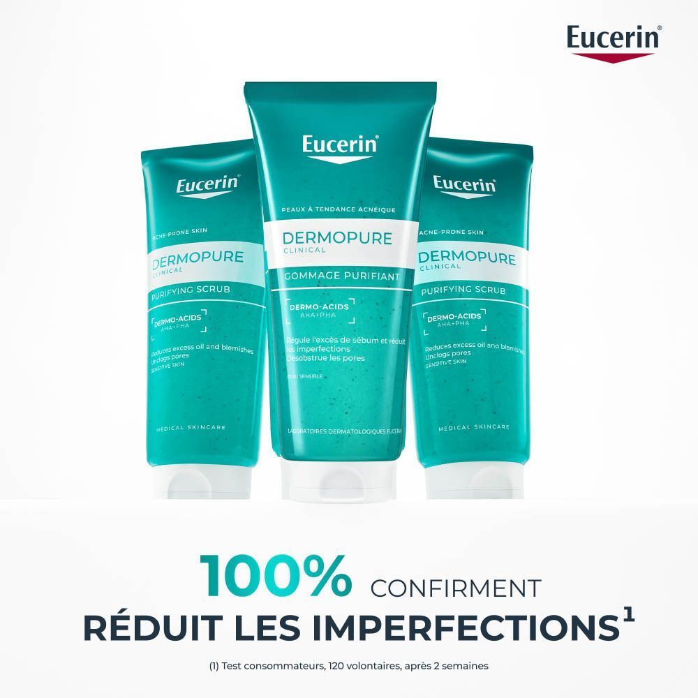 Gommage Purifiant Visage Eucerin DERMOPURE CLINICAL, tendance acnéique