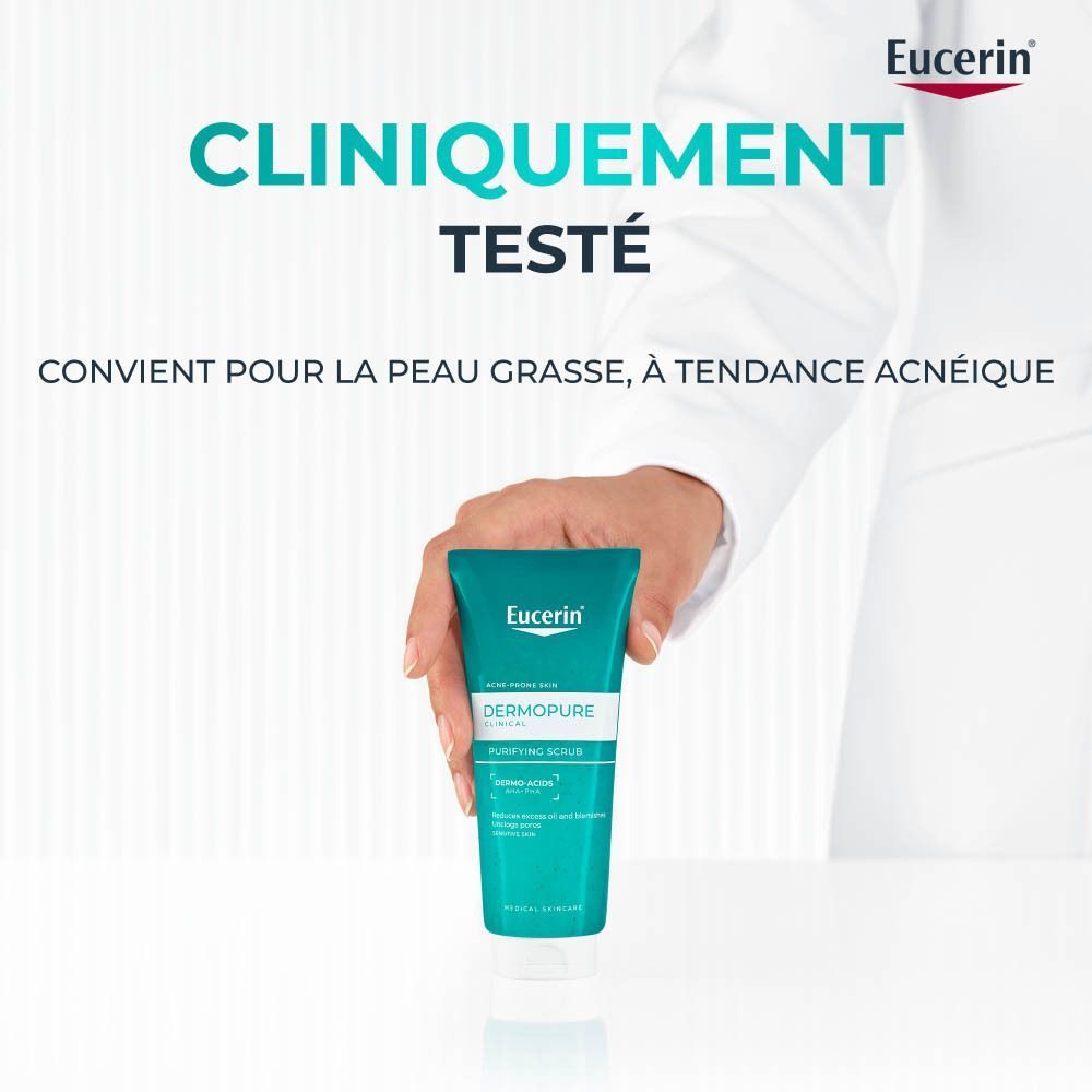 Gommage Purifiant Visage Eucerin DERMOPURE CLINICAL, tendance acnéique