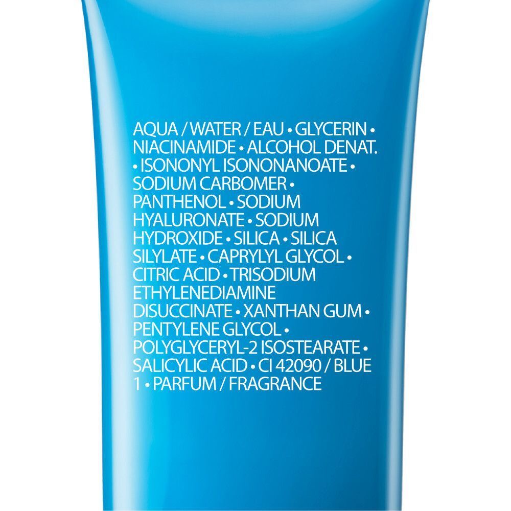 Close-up van ingrediënten. Tekst: Aqua, Glycerin, Niacinamide, Alcohol Denat.
