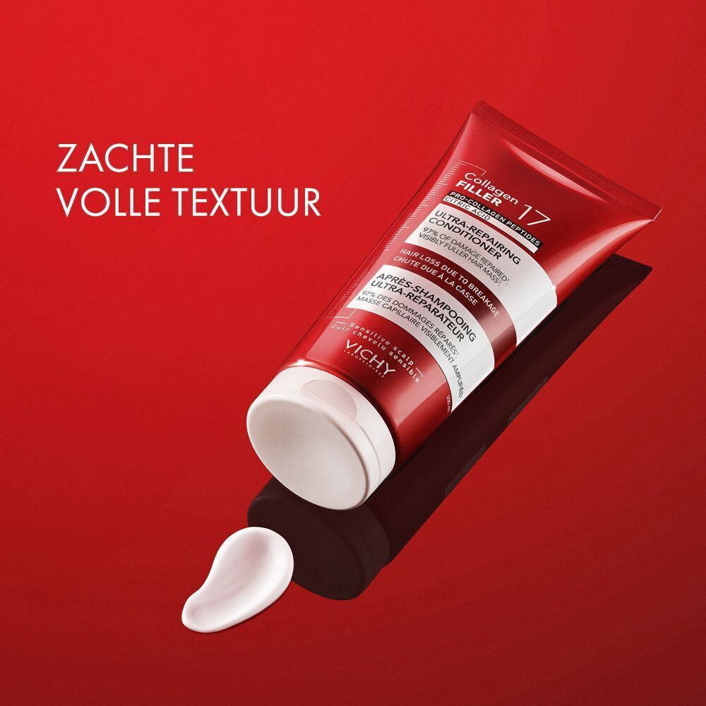 Vichy Dercos Collagen 17 Filler Conditioner | Beschadigd en Breekbaar Haar | Pro-Collageen Peptiden en Citroenzuur