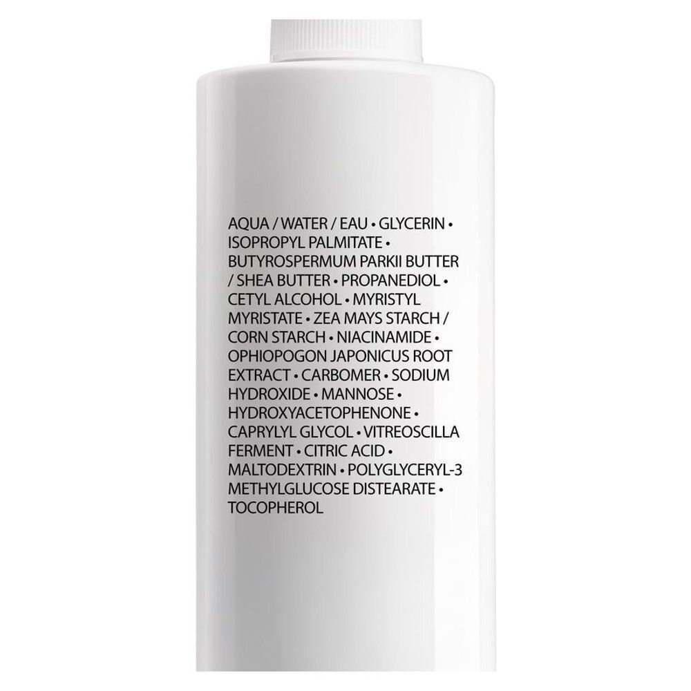 Dos d'un flacon blanc avec liste des ingrédients de La Roche-Posay Lipikar AP+M Crème Light.