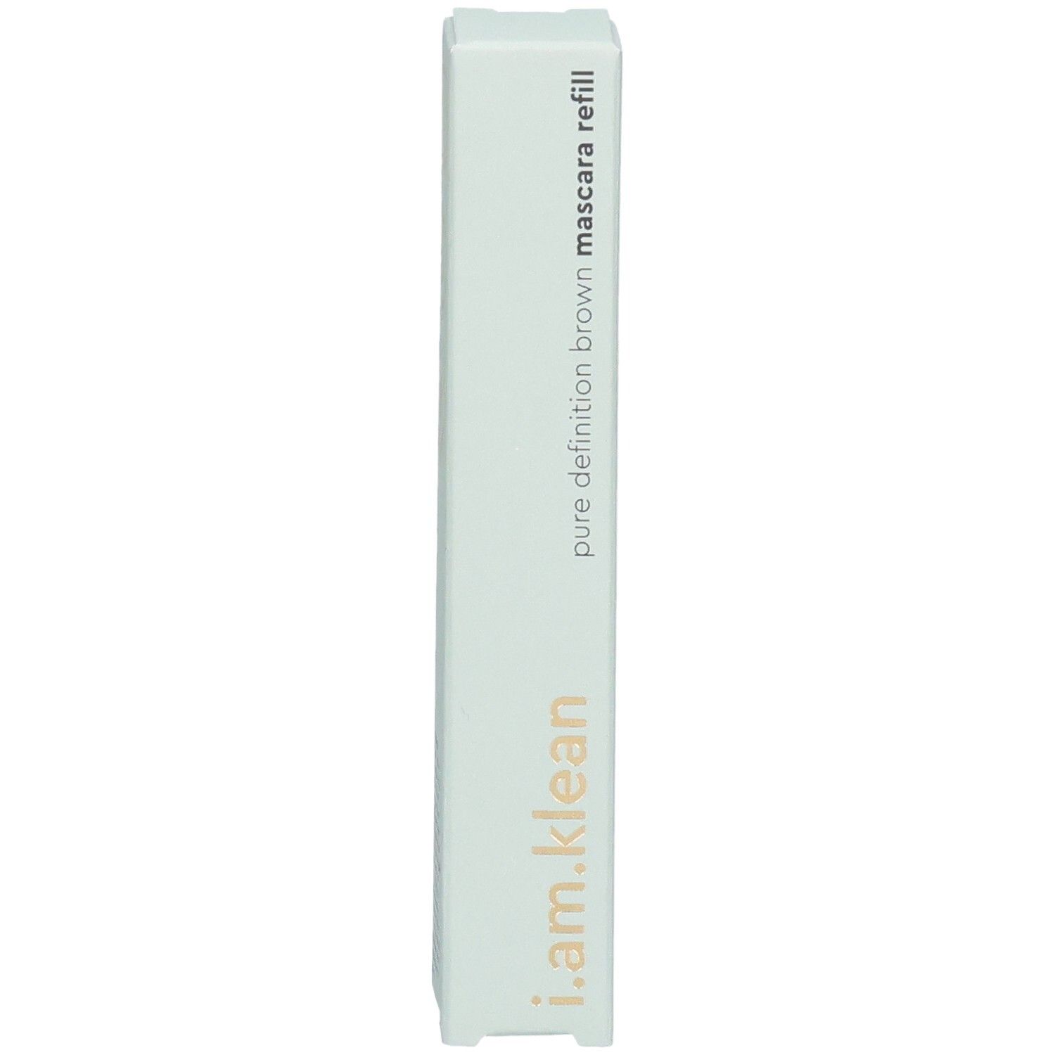 i.am.klean Mascara Refill-Verpackung. Weiß-grüne Verpackung mit Produktbezeichnung.