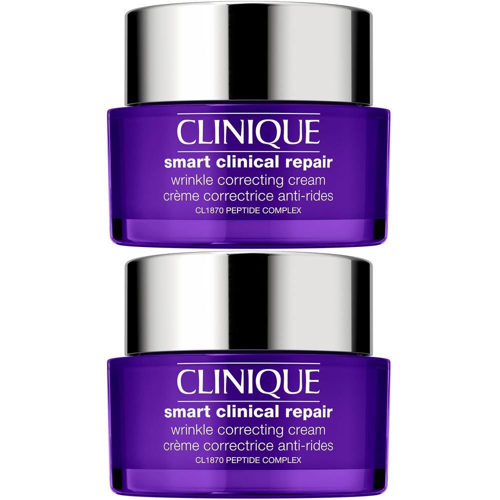 Zwei Clinique Smart Clinical Repair™ Tiegel mit silbernen Deckeln.