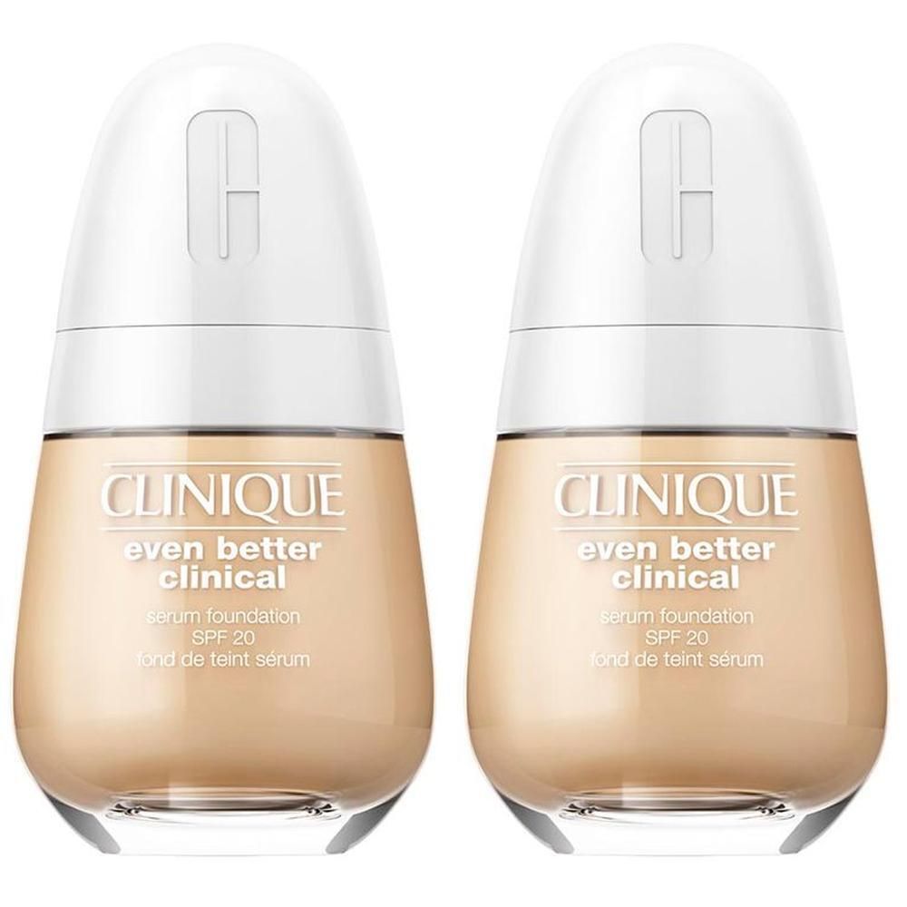 Zwei Clinique Even Better Clinical Serum Foundation SPF 20 Flakons in neutraler Farbe.