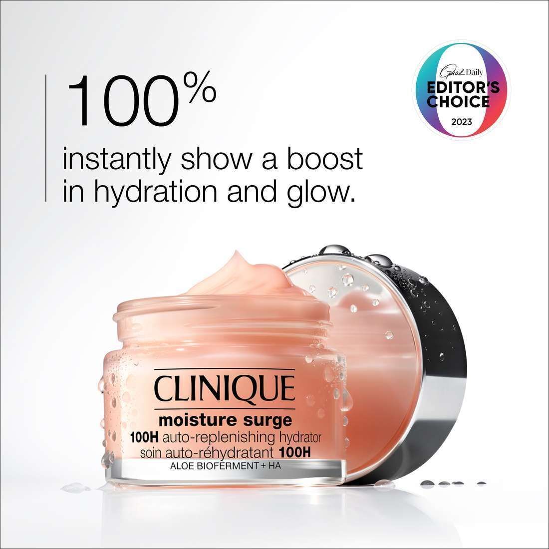 Clinique Moisture Surge 100H Auto-Replenishing Hydrator in einem Glas.