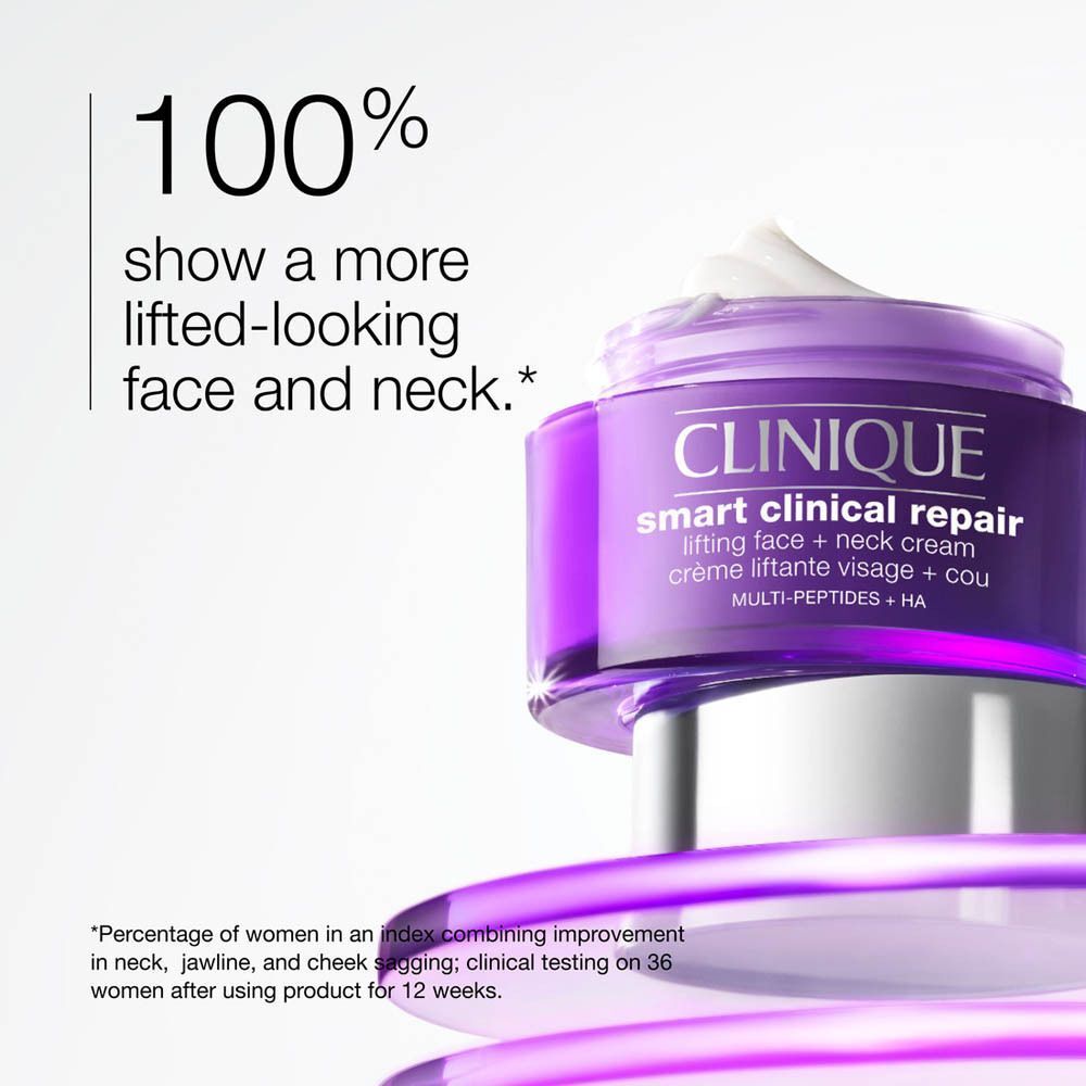 Clinique Smart Clinical Repair Lifting Gesichts- und Halscreme-Tiegel mit geöffnetem Deckel.