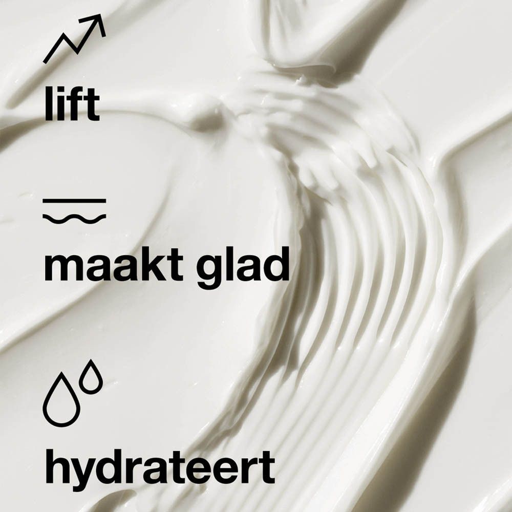 Textur der Clinique Smart Clinical Repair Lifting Gesichts- und Halscreme mit Icons für Straffung und Glättung.