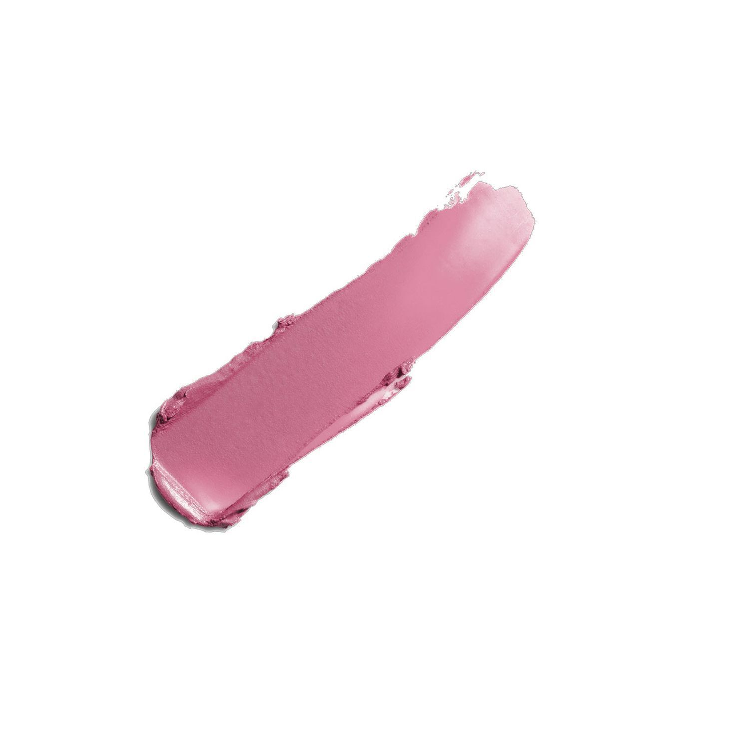 Ein rosafarbener Lippenstift-Swatch auf weißem Hintergrund.