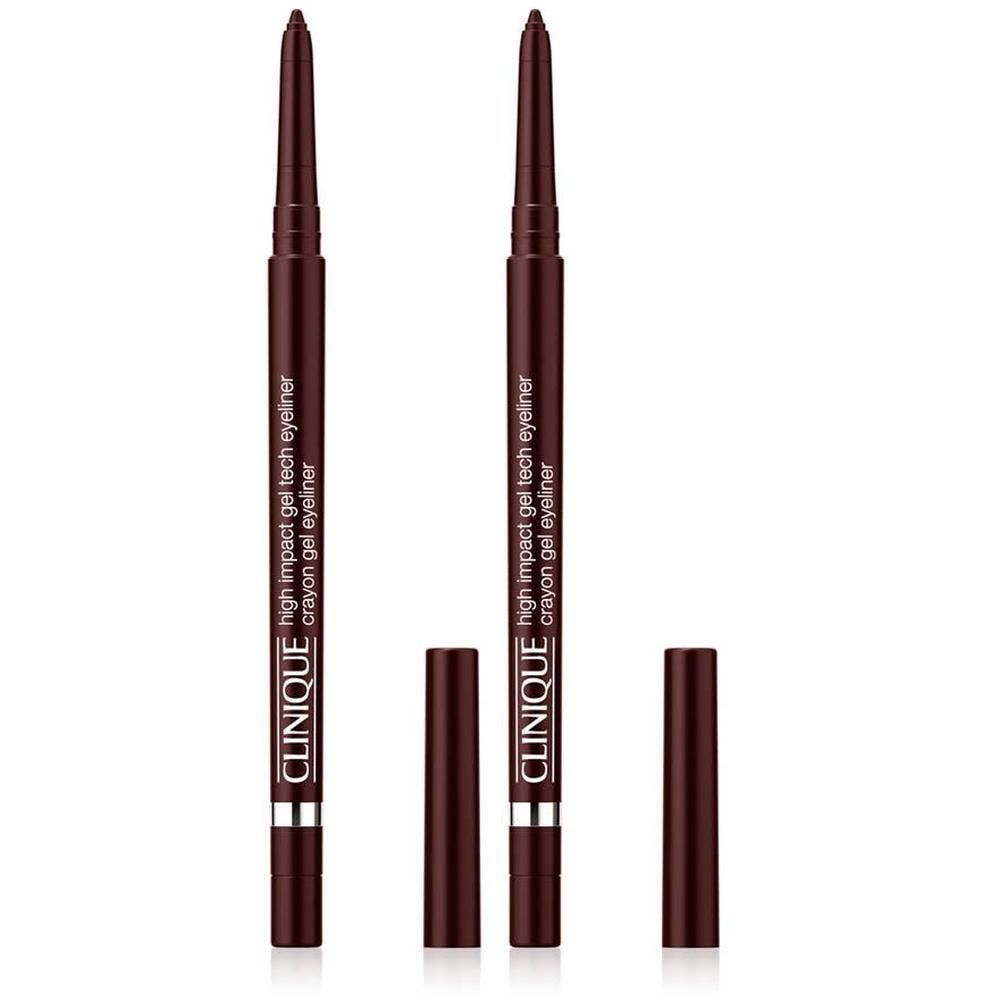 Zwei Clinique High Impact Gel Tech Eyeliner in Schwarzbraun, mit Kappen.