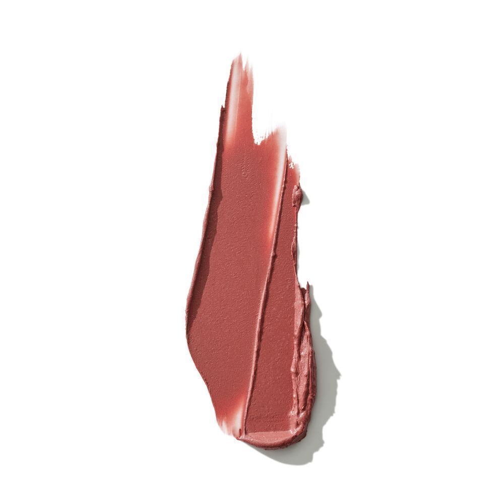 Lippenstift-Swatch in Satin Mocha mit seidigem Finish.
