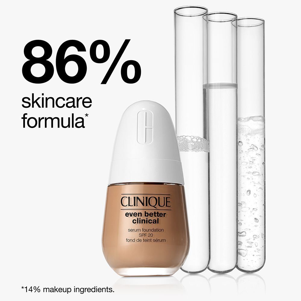 CLINIQUE Even Better Clinical Serum Foundation LSF 20: 86% Hautpflegeformel, mit Reagenzgläsern.