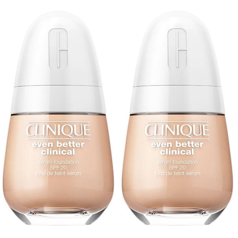 Zwei Flaschen CLINIQUE Even Better Clinical Serum Foundation SPF 20 in der Farbe Linen.