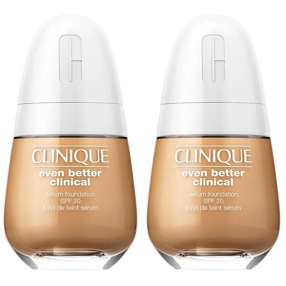 Zwei Flaschen CLINIQUE Even Better Clinical Serum Foundation SPF 20 in Beige.