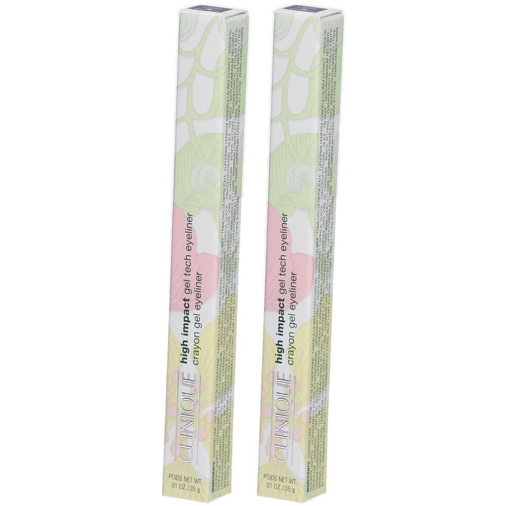 Zwei Clinique High Impact Gel Tech Eyeliner in SPARKLING AMETHYST, verpackt.