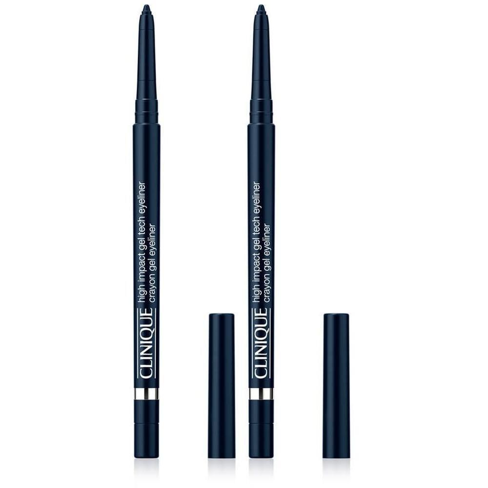 Zwei Clinique High Impact Gel Tech Eyeliner in Dunkelblau, mit Kappen.