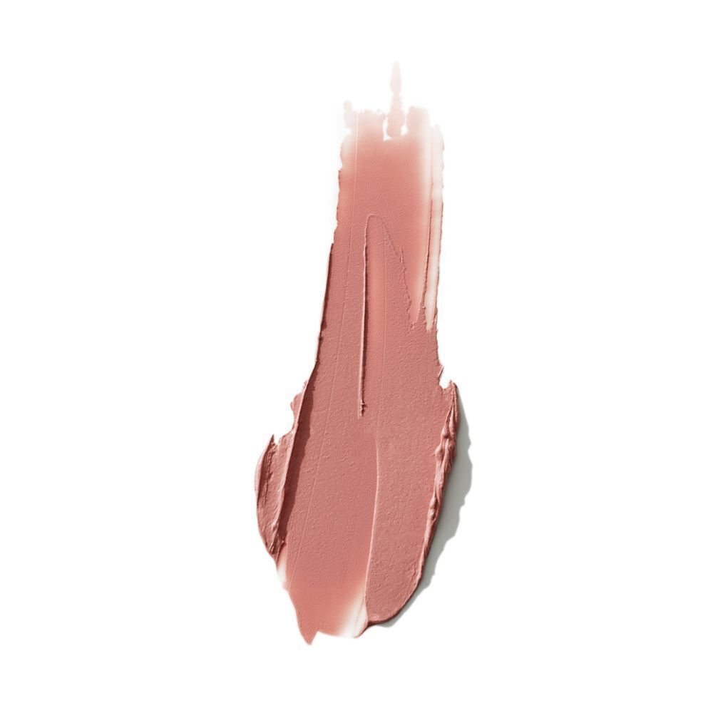 Lippenstift-Texturprobe in Satin Beige Pop, auf weißem Hintergrund.