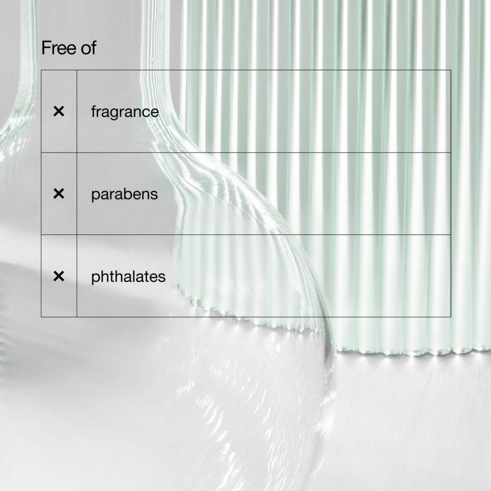 Liste der Inhaltsstoffe, frei von Duftstoffen, Parabenen und Phthalaten.