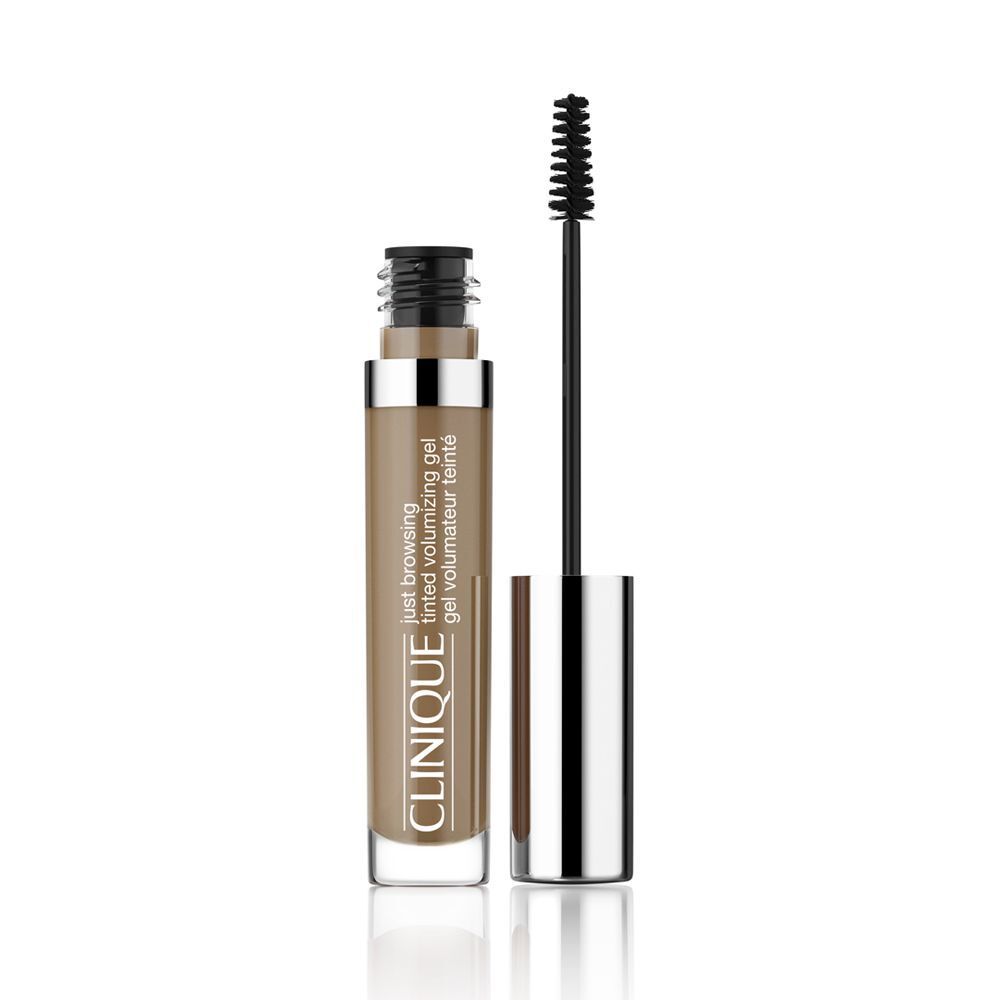 Ein Clinique Just Browsing™ Tönungsgel mit Applikatorbürste, silberner Griff.