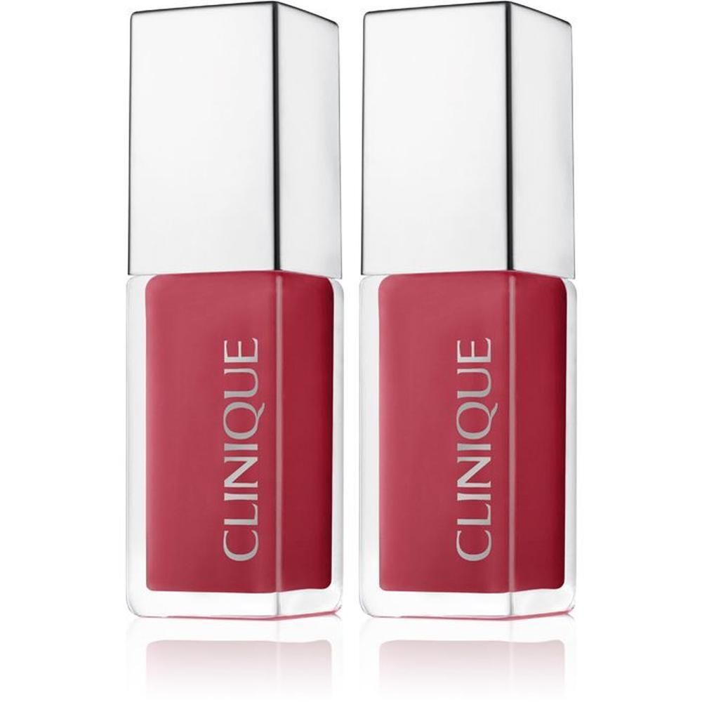Zwei Clinique Pop™ Lip + Cheek Oil Fläschchen in Rosaton.