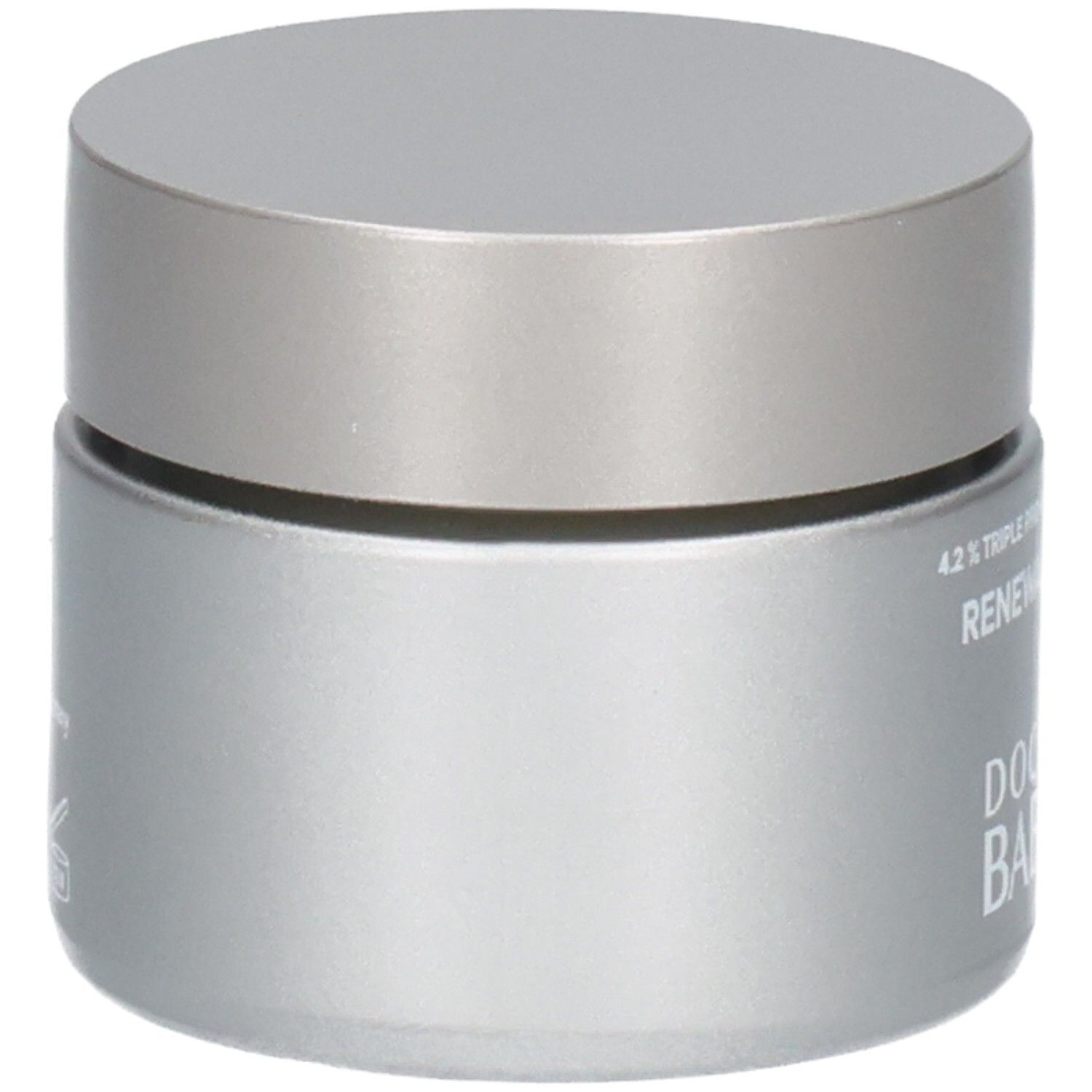 Doctor Babor Renewal Cream, silberner Tiegel mit silbernem Deckel, Seitenansicht.