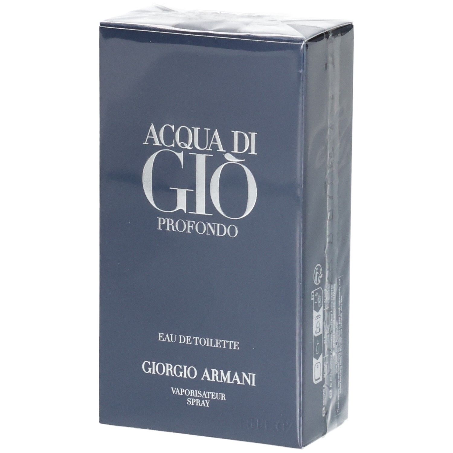Giorgio Armani Acqua di Gio Profondo Eau de Toilette Spray in dunkelblauer Verpackung.