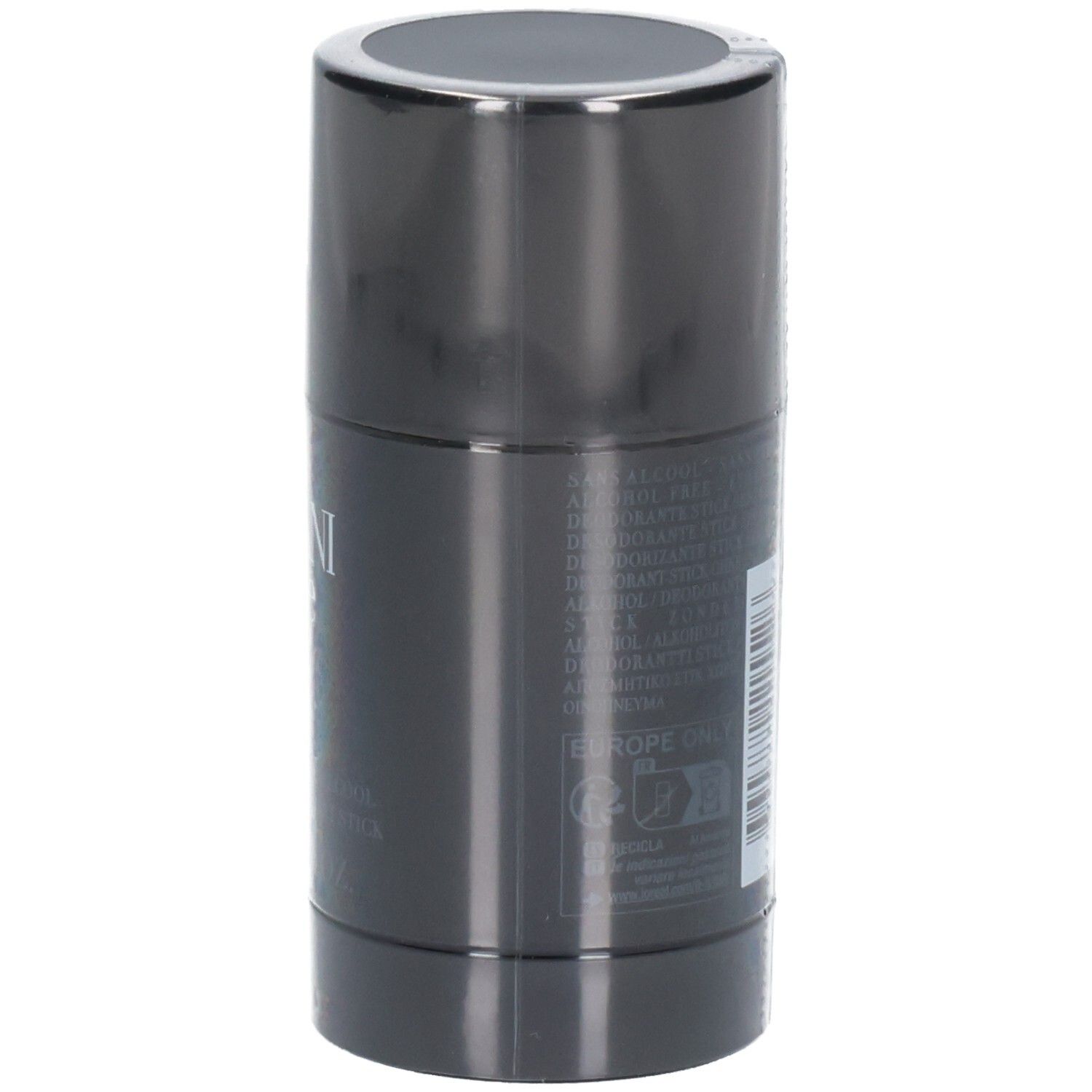Armani Code Deostick, 75g, Seitenansicht mit Text.